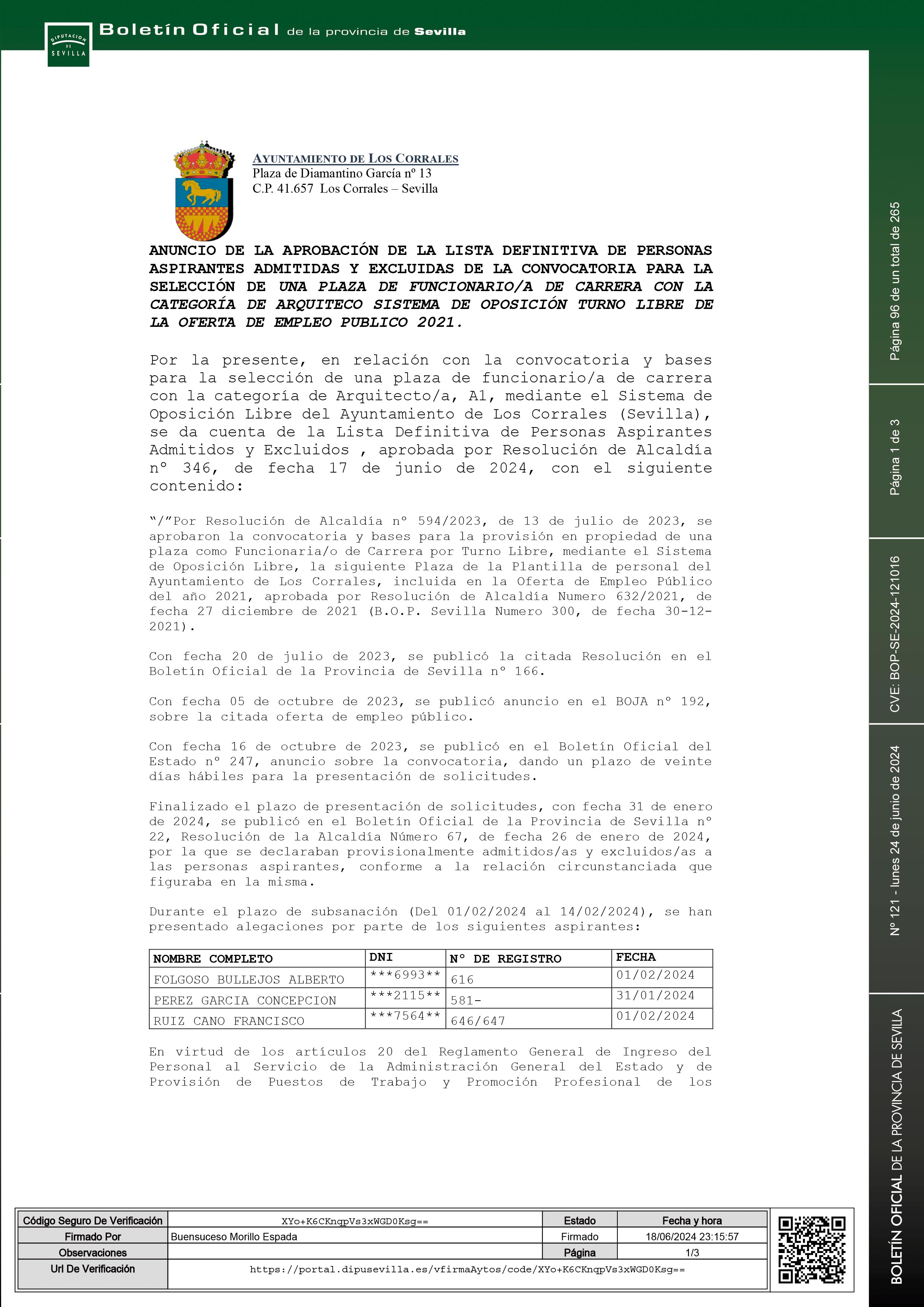 Edicto B.O.P Aprobación Relación Definitiva aspirantes PLAZA ARQUITECTO-1